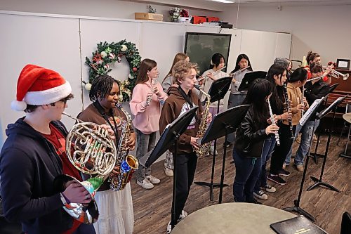Students with the Vincent Massey High School Band perform Christmas classics for residents at Hillcrest Personal Care Home in Brandon on Wednesday morning. They also performed for residents of Riverheights Terrace later in the afternoon. (Tim Smith/The Brandon Sun)