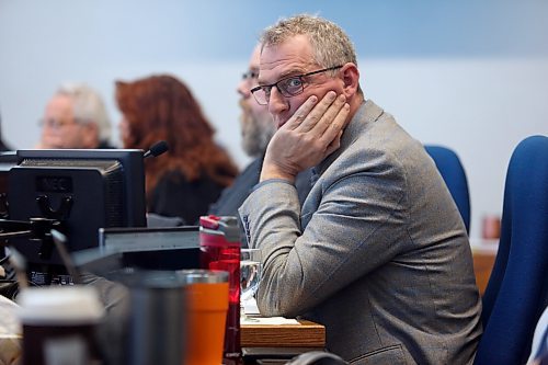 Coun. Bruce Luebke (Ward 6) looks at the camera during budget deliberations on Saturday morning in council chambers. (Matt Goerzen/The Brandon Sun)