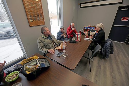 The group stops for lunch at the Minnedosa Regional Library. (Connor McDowell/The Brandon Sun)