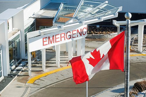 MIKE DEAL / WINNIPEG FREE PRESS
A Canadian flag flaps in the breeze in front of the main Emergency entrance at the Grace Hospital Wednesday morning.
Health, Seniors and Long-Term Care Minister Uzoma Asagwara announces that the provincial government is adding new acute care beds to help improve patient care at Grace Hospital and reduce congestion in its emergency department, during a media conference at the Grace Hospital Wednesday.
231129 - Wednesday, November 29, 2023.