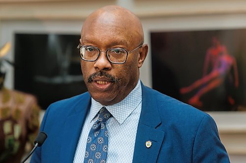 MIKE DEAL / FREE PRESS
City councillor Markus Chambers during the press conference.
Winnipeg Mayor Scott Gillingham, councillors, Sherri Rollins and Markus Chambers, along with André Lewis, Artistic Director of the Royal Winnipeg Ballet (RWB) during a press conference updating the Downtown Arts Capital Fund, Wednesday morning.
250115 - Wednesday, January 15, 2025.