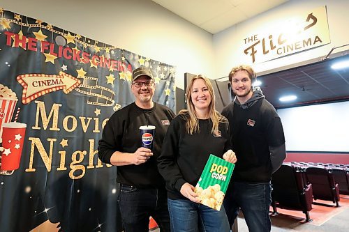 Ruth Bonneville / Free Press 

BIZ - Flicks Cinema STONEWALL


Photos for story on The Flicks Cinema
First St. East in Stonewall.

Photograph of Vince Levenec (left), Amanda Van Solkema  and Griffin Levenec, the three new owners of the Flicks Cinema, the movie theatre in Stonewall. The article focuses on why they decided to buy the business and what it's like running an independent movie theatre.

See story by Aaron

Jan 2nd,  2026