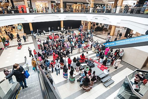 JOHN WOODS / WINNIPEG FREE PRESS
People gather to celebrate National Ribbon Skirt Day at Polo Park shopping centre Sunday, January 4, 2026. 

reporter: standup