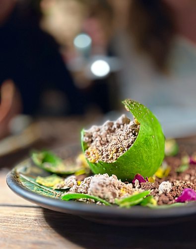Shel Zolkewich / Free Press
As beautiful as it is delicious, La Lucuma is one of Astrid y Gastón’s signature desserts. The restaurant is on of Lima’s best and the lucuma, which tastes a bit like maple syrup. is a fruit from the Andean valleys of Peru.