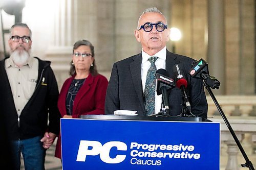 MIKAELA MACKENZIE / FREE PRESS

PC MLA Jeff Bereza speaks at a press conference at the Manitoba Legislative Building in Winnipeg on Tuesday, Sept. 9, 2025. 

For Carol story.
Free Press 2025