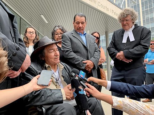 Allan Woodhouse (front, from left), Brian Anderson and James Lockyer, the director of Innocence Canada. The city’s interim director of legal services is recommending council’s executive policy committee approve a contribution to a wrongful conviction settlement for Woodhouse, Anderson and a third man. (Brittany Hobson/Winnipeg Free Press files)(