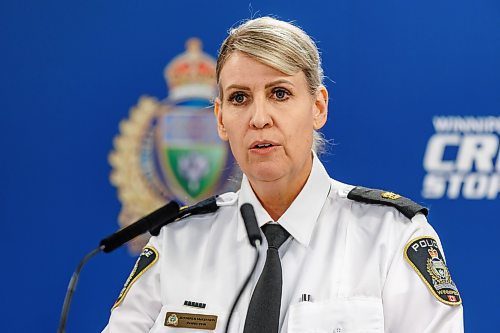 MIKE DEAL / FREE PRESS
Inspector Jen McKinnon of the Major Crimes Division speaks during a news conference held at the Winnipeg Police Service HQ, 245 Smith Street, Friday afternoon.
Reporter: Chris Kitching
260109 - Friday, January 09, 2026.