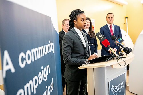 MIKAELA MACKENZIE / FREE PRESS

Health minister Uzoma Asagwara speaks at the unveiling of a newer Gamma Knife brain surgery unit at the Health Sciences Centre on Monday, Jan. 19, 2026.

For Maggie story.
Free Press 2026