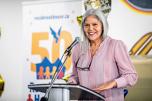 MIKAELA MACKENZIE / FREE PRESS

Patty Mainville speaks at Rossbrook Houseճ 50th anniversary birthday luncheon on Tuesday, Jan. 20, 2026.

For John story.
Free Press 2026