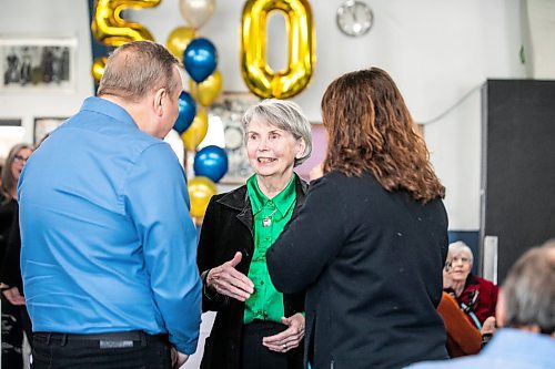 MIKAELA MACKENZIE / FREE PRESS

Sister Lesley Sacouman chats with people at Rossbrook Houseճ 50th anniversary birthday luncheon on Tuesday, Jan. 20, 2026.

For John story.
Free Press 2026