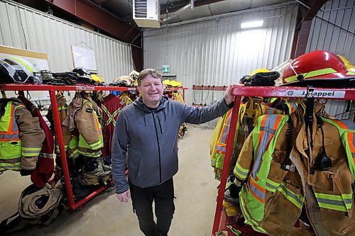 Wallace District Station No. 1 Fire Chief Cory Nixon is seen inside his station in Virden. Nixon described how the expansion is being designed so that equipment which comes back from fires does not enter the “clean” side of the building, helping to protect firefighters against contaminants and carcinogens, compared to its current design, where the coats hang in common space. (Connor McDowell/The Brandon Sun)