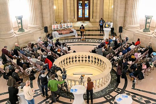 Mike Sudoma/Free Press
Leah Gazan speaks during a ceremony held to mark the National Day of Remembrance & Action Against Islamophobia at the Manitoba Legislative building Thursday
January 29, 2026
