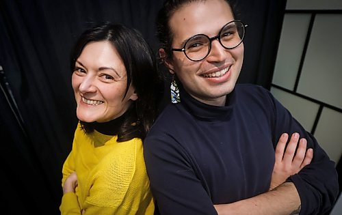 JOHN WOODS / WINNIPEG FREE PRESS
Charlene Van Buekenhout, artistic producer of Echo Theatre, and co-producer of the Kiyanaan Festival, is photographed with co-producer Philip Geller during a rehearsal break of their version of Brecht’s Mother Courage, Maamaan Kourazh at the Prairie Theatre Exchange Monday, February 2, 2026. Van Buekenhout will be performing her play at the Kiyanaan Festival.

reporter: ben