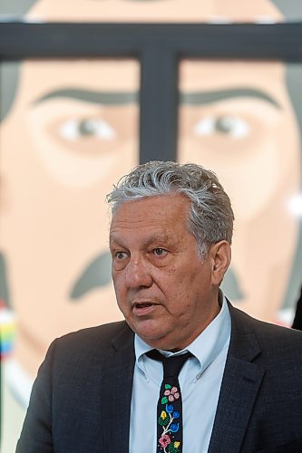 MIKE DEAL / FREE PRESS
A window sticker of Louis Riel seems to watch over Dan Vandal, MP for Saint Boniface—Saint Vital, as he announces that the federal government will be providing the Le Musée de Saint-Boniface Museum $1.9million on Tuesday. He made the announcement on behalf of Rachel Bendayan, Minister of Official Languages and Associate Minister of Public Safety at a press conference held at the St. Boniface City Hall, 219 Provencher Blvd.
Reporter: Malak Abas
250225 - Tuesday, February 25, 2025.