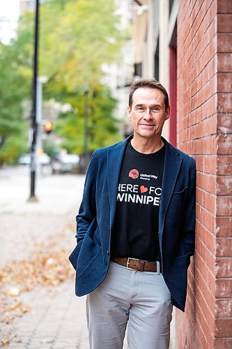 MIKAELA MACKENZIE / FREE PRESS

JP Perron, who has been volunteering in different roles with the United Way for the last 15 years, in the Exchange District on Wednesday, Oct. 22, 2025. 

For Janine story.
Free Press 2025