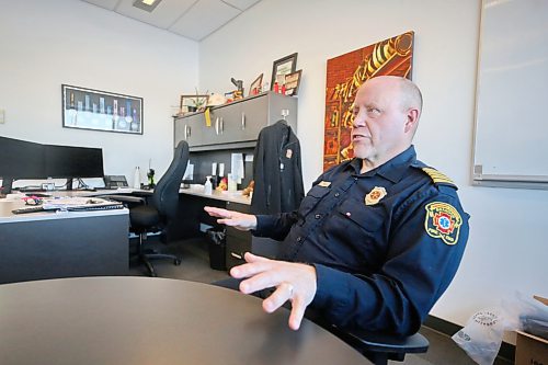 Brandon Fire and Emergency Services Chief Terry Parlow speaks to the need for a third fire hall in the city during an interview with The Brandon Sun in his office at Fire Hall No. 1 on Thursday afternoon. See story on Page A3. (Matt Goerzen/The Brandon Sun)