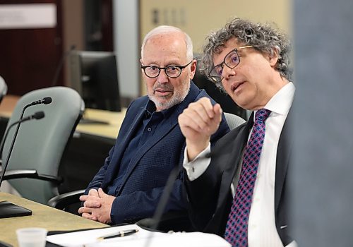 Ruth Bonneville / Free Press 

Local  Katz arrives for hearing 

Former Winnipeg mayor Sam Katz chats with his attorney ,Danny Gunn, just prior to the start of the hearing.  

Former Winnipeg mayor Sam Katz took the stand on the third day of the inquiry, smiling as he entered the hearing room Thursday. 


Feb 12th,  2026