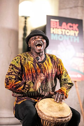 MIKAELA MACKENZIE / FREE PRESS

Evans Coffie, aka Coffieman, drums and sings at a Black History Month celebration at the Manitoba Legislative Building on Friday, Feb. 13, 2026.


Standup.
Free Press 2026