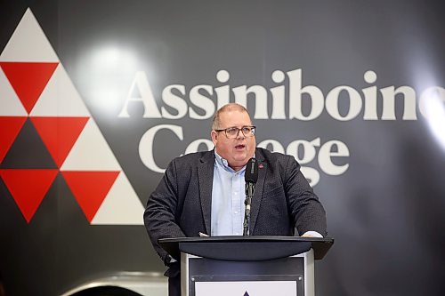 23022026
Mark Frison, President and CEO of Assiniboine College, speaks during the kickoff for the construction of the Medical Laboratory Technology and Combined Laboratory &amp; X-Ray Technology program spaces at AC on Monday.
(Tim Smith/The Brandon Sun)