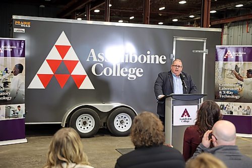 23022026
Mark Frison, President and CEO of Assiniboine College, speaks during the kickoff for the construction of the Medical Laboratory Technology and Combined Laboratory &amp; X-Ray Technology program spaces at AC on Monday.
(Tim Smith/The Brandon Sun)