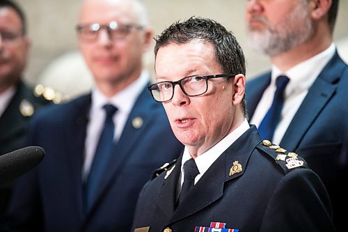 MIKAELA MACKENZIE / FREE PRESS

Scott McMurchy, commanding officer of the Manitoba RCMP, speaks at the announcement of a new drug enforcement task force on Wednesday, Feb. 25, 2026.


For Scott story.
Free Press 2026
