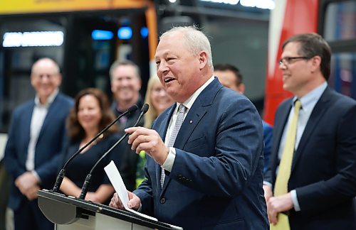 Ruth Bonneville Winnipeg Free Press
BIZ/LOCAL - New Flyer
NFI Group Inc. opens all-Canadian bus manufacturing facility with distinguished guests and government leaders Tuesday.
Photo of retiring New Flyer CEO, Paul Soubry, speaking at the event Tuesday.
See story by Carol
March 3rd, 2026
