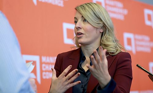 Ruth Bonneville Winnipeg Free Press 

Biz - Minister Joly 

Minister Melanie Joly answers questions from the media after MCC breakfast at RBC Convention Centre Wednesday.  

See story by Aaron

March 4th,, 2026
