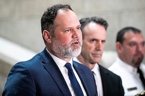 MIKAELA MACKENZIE / FREE PRESS

Justice minister Matt Wiebe announces a new drug enforcement task force on Wednesday, Feb. 25, 2026.


For Scott story.
Free Press 2026