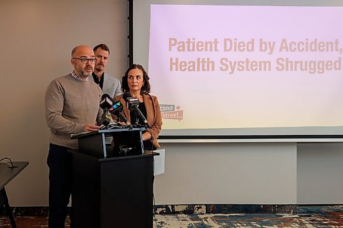 MIKE DEAL / FREE PRESS
Debbie Fewster case
SecondStreet.org President, Colin Craig, speaks during the press conference.
Siblings, Colleen Dyck and Daniel Fewster, discuss what they've learned about how the health care system mishandled their mother's case during a press conference hosted by SecondStreet.org and their President Colin Craig at the Hampton by Hilton, 330 York Avenue, Wednesday morning.
Reporter: Carol Sanders
260318 - Wednesday, March 18, 2026.