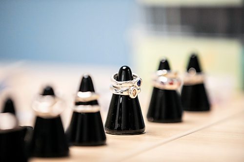MIKAELA MACKENZIE / FREE PRESS
Examples of finished rings at a silver ring-making workshop on Monday, March 23, 2026.
For AV story
Free Press 2026