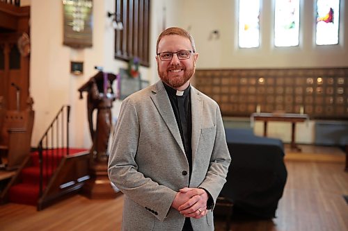 Rev. Chris Evetts, dean of St. Matthew's Anglican Cathedral, stands in the church on 13th Street on Wednesday. (Tim Smith/The Brandon Sun)