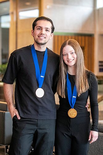 MIKAELA MACKENZIE / FREE PRESS
Yohnatan Elizarov (left) and Ava Kemp, World Junior Figure Skating Championship gold medal winners, at City Hall on Wednesday, March 25, 2026.
Free Press 2026
