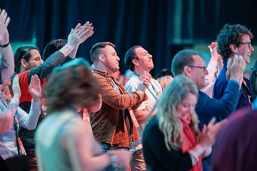 Ruth Bonneville  Free Press

Local NDP convention 

Attendees at the NDP 2026 convention stand and clap during speeches at the fRBC Convention Centre Friday.

Welcoming speeches took place from Manitoba Premier Wab Kinew and remarks from Canadian Labour Congress (CLC) President Bea Bruske and others, with  delegates from across the country voting on policy resolutions over the weekend.  

March 27th, 2026
