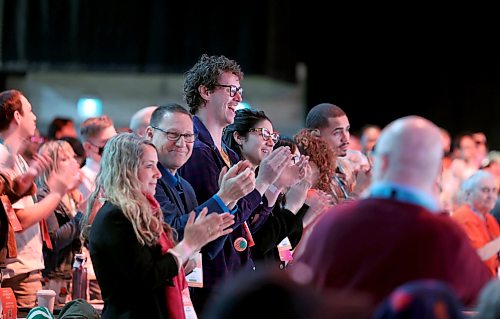 Ruth Bonneville Free Press
Local NDP convention
Attendees at the NDP 2026 convention stand and clap during speeches at the fRBC Convention Centre Friday.
Welcoming speeches took place from Manitoba Premier Wab Kinew and remarks from Canadian Labour Congress (CLC) President Bea Bruske and others, with delegates from across the country voting on policy resolutions over the weekend.
March 27th, 2026