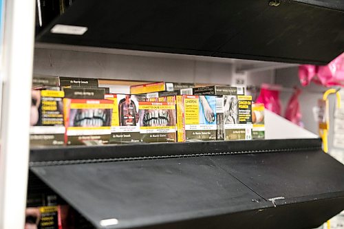 MIKAELA MACKENZIE / FREE PRESS
Cigarettes for sale at the Maryland Food Fare on Friday, Dec. 6, 2024. Food Fare has seen a drastic decrease in cigarette sales over the last few years, and part of the reason could be illegal cigarette sales, manager Ramsey Zeid said.
For Gabby story.
Winnipeg Free Press 2024