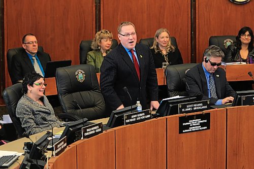 Ruth Bonneville Winnipeg Free Press March 22, 2011 Local, WInnipeg City Councillor Scott Fielding - St. James, Brooklands discusses his views of the City of Winnipeg Budget debated at City Council Tuesday afternoon.