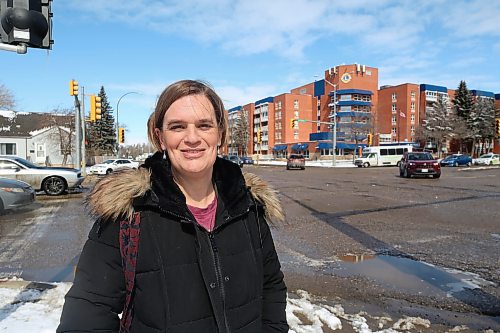 Larissa MacDonald stands on the corner of 1st Street and Victoria Avenue. MacDonald is a mentor for homeschooling parents in Westman, including Brandon. In her role as administrator for Westman Homeschool Connection, MacDonald connects with countless parents who are considering switching from public school or who need questions answered after they have switched. (Connor McDowell/The Brandon Sun)