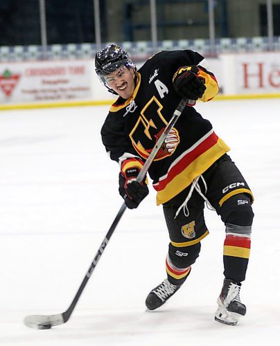 Waywayseecappo Wolverines alternate captain Ben Roulette (91) fires a shot against the Dauphin Kings during Game 1 of their Manitoba Junior Hockey League playoff series opener at Credit Union Place on March 20. (Thomas Friesen/The Brandon Sun)