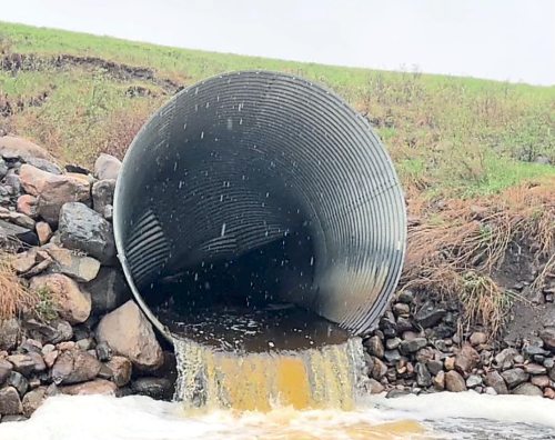 The interior of a 12-foot-diameter culvert is seen folded over as the culvert suffered a partial collapse due to spring thaw water in 2025. Repair costs were estimated at $350,000. (The Brandon Sun files)