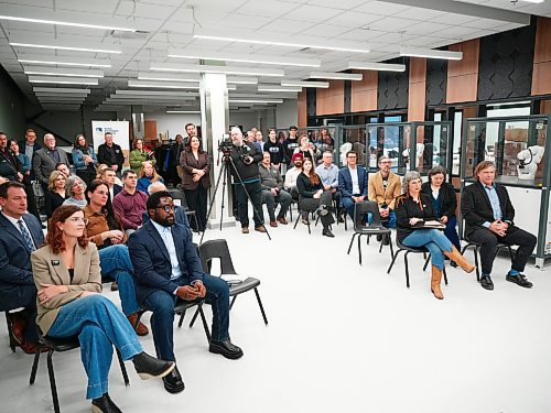 Guests gather at Assiniboine College’s North Hill Campus for the PrairiesCan announcement on Thursday. (Weichen Zhang/The Brandon Sun )