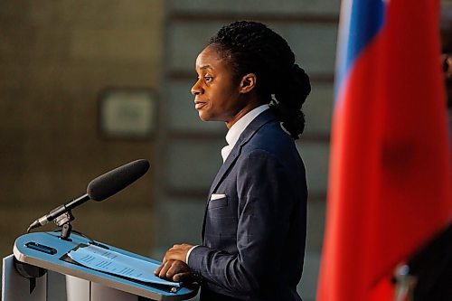 MIKE DEAL / FREE PRESS
Health, Seniors and Long-Term Care Minister Uzoma Asagwara speaks during the event.
Premier Wab Kinew and Health, Seniors and Long-Term Care Minister Uzoma Asagwara along with Dr. Jesse Krikorian who came from Michigan, USA, and now works as a primary care doctor at Klinic, Dr. Cynthia Sawatzky a family physician from Winnipeg, and Dr Ogo Chukwujama, Chief Provincial Psychiatrist and Director of Psychiatric services, during an announcement at the Manitoba Legislative building, that the government has recruited 13 U.S.-trained physicians through its Health Care Retention and Recruitment Office to practise in communities across the province.
Reporter: Carol Sanders
260123 - Friday, January 23, 2026.