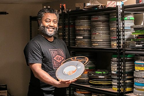 MIKAELA MACKENZIE / FREE PRESS
	
Elyas Tesfaye, a 16mm film buff who digitizes and posts his collection of films on YouTube, on Wednesday, April 8, 2026.

For Dave Sanderson story.
Free Press 2026