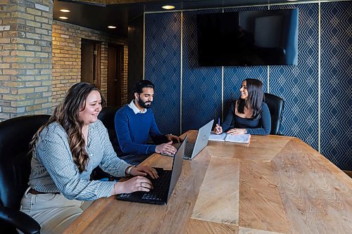 MIKE DEAL / FREE PRESS
(From l-r) Taylor Erlendson, Operations Manager, Adnan Arshad, Logistic and Operations Supervisor, and Olivia Renaud, Customer Success Manager during a meeting in the Shortline boardroom Friday.
The Shortline warehouse full of client inventory. Shortline Moving Solutions is a Winnipeg moving company that does local, rural, long-distance and commercial relocations.
Reporter: Aaron Epp
260410 - Friday, April 10, 2026.
