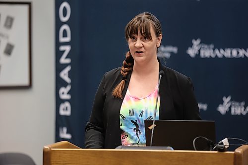 Salamander Summer Music Festival organizer Jenn Watson speaks to council at last week's city council meeting in Brandon. Watson says the festival has seen significant growth, with a record number of artists applying to perform at this summer's event. (Alex Lambert/The Brandon Sun)