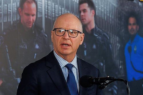 MIKE DEAL / FREE PRESS
Mayor Scott Gillingham speaks during the announcement.
Winnipeg Police Service holds a media conference at WPS Headquarters Thursday to introduce the new Rapid Response Unit.
Speakers included:
Gene Bowers, Chief of Police, Mayor Scott Gillingham and Inspector Shaun Veldman, Event Management & Response Division.
Reporter: Chris Kitching
260430 - Thursday, April 30, 2026.
