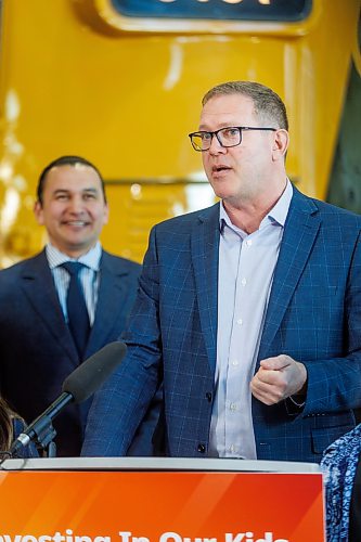 MIKE DEAL / FREE PRESS
Trevor Clearwater, executive director, Manitoba Children’s Museum, speaks during the announcement.
Premier Wab Kinew announces that his government will be investing an additional $500,000 in the Manitoba Children’s Museum to support programming and outreach for children during a press conference held at the busy Museum on Friday.
Reporter: Carol Sanders
260508 - Friday, May 08, 2026.