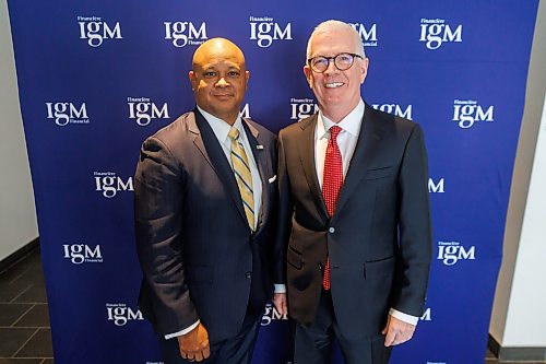 MIKE DEAL / FREE PRESS
Current CEO, James O'Sullivan (right), and upcoming CEO, Damon Murchison (left) during IGM Wealth Management's Annual General Meeting at The Metropolitan Entertainment Centre Friday.
Reporter: Malak Abas
260508 - Friday, May 08, 2026.