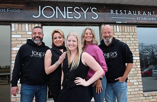 Ruth Bonneville Free Press
Intersection - Jonesy's Roadhouse Burger
Jonesy's Restaurant & Lounge, 3133 Birds Hill Rd.
Team photo: Owners Tony Brambilla (left), Kevin Jones and Kathy Jones (right), with managers Melissa Unrau and Brittany Mann (centre), outside the restaurant.
Story: This is an Intersection piece on Jonesy's, a homestyle restaurant in East St Paul that toasted its 25th anniversary last year.
Reporter: Dave Sanderson
When: By Wedn May 13 - this is for the Sat May 16 Intersection
May 14th, 2026