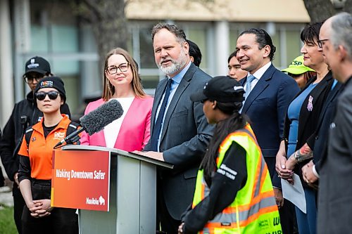 MIKAELA MACKENZIE / FREE PRESS
	
Justice minister Matt Wiebe speaks at a downtown safety funding announcement at Stephen Juba Park on Thursday, May 21, 2026. 

For Joyanne story.
Free Press 2026