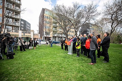 MIKAELA MACKENZIE / FREE PRESS
Funding for downtown summer safety initiatives is announced at Stephen Juba Park on Thursday, May 21, 2026.
For Joyanne story.
Free Press 2026